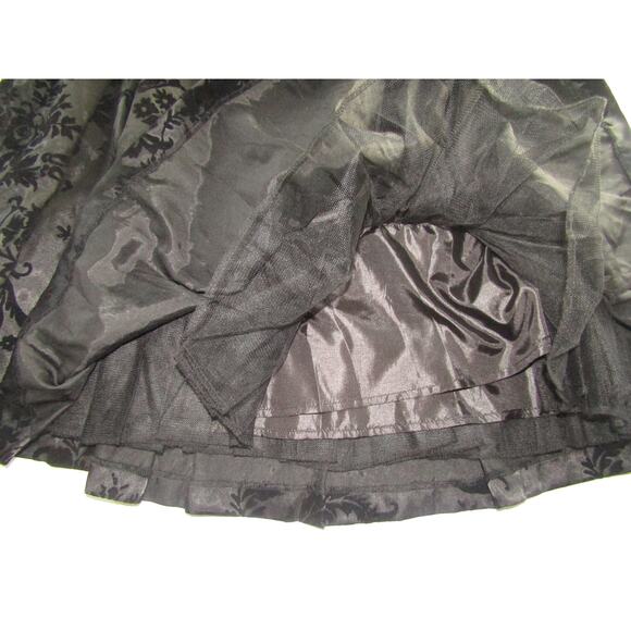 Studio I Burnout Velvet Floral Skirt Black Size 10 A-Line Midi Formal Holiday - Picture 7 of 11